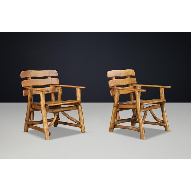 Sculptural Oak Armchairs, France, 1950s, Set of 2 For Sale - Image 6 of 17