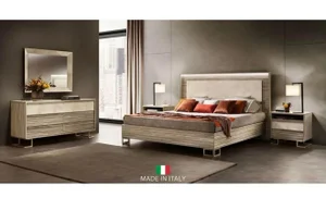 Luce 5-Piece Italian High Gloss Bedroom Set With Led Bed
