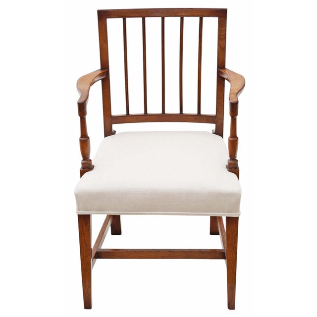 Brown Antique Elm Kitchen and Dining Chairs, Set of 6 For Sale - Image 8 of 12