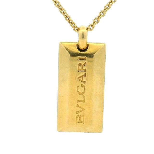 Metal Late 1990s Bulgari 18k Gold Bar Pendant Necklace – 19.5 Grams – Serial 2331 For Sale - Image 7 of 10