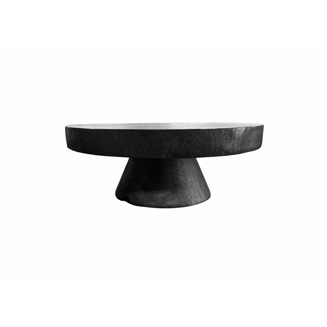 Contemporary Sculptural Mango Wood Table Crafted From Solid Suar Wood, Burnt Finish For Sale - Image 3 of 5