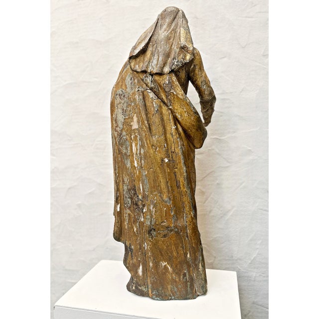 Madonna, Mother of God with Child, 18th Century, Carved Wood, Painted For Sale - Image 18 of 18
