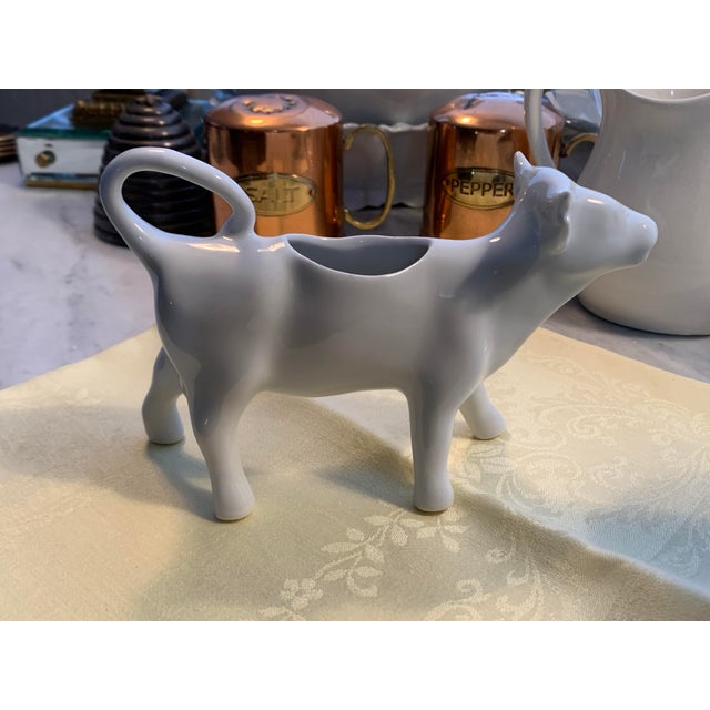 Farmhouse French Porcelain Cow Creamer Pitcher Mid-20th Century For Sale - Image 3 of 11