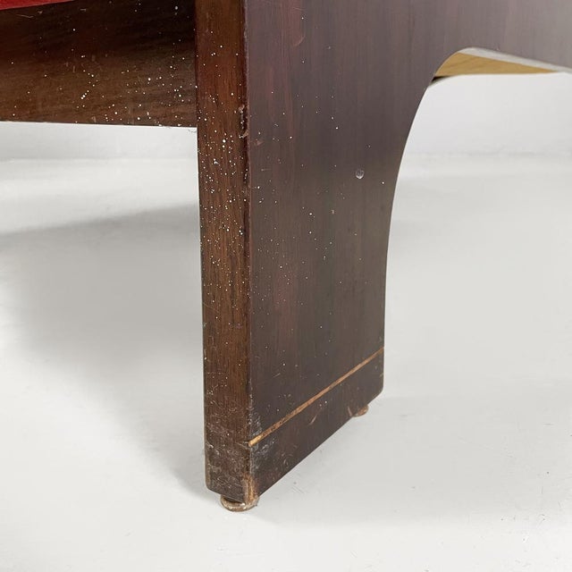 Set of Italian Modern Red Velvet and Wood Armchairs by Claudio Salocchi for Sormani, 1970s For Sale - Image 17 of 18