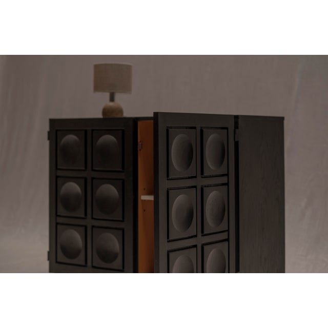 1970s Belgian Brutalist Cabinet in Black-Stained Oak, 1970s For Sale - Image 5 of 13