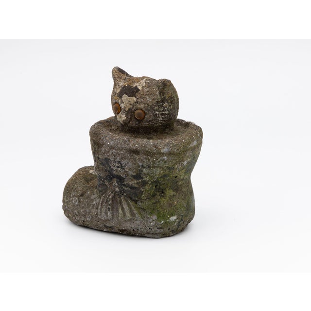 English Composite Stone Kitten in Boot Garden Ornament, English 20th Century For Sale - Image 3 of 9