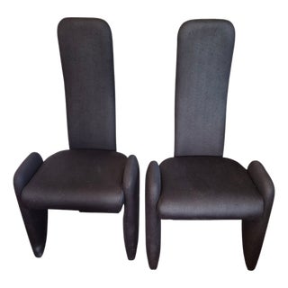 Vintage Mid-Century Modern Pair Attributed Pierre Cardin Black Chairs For Sale