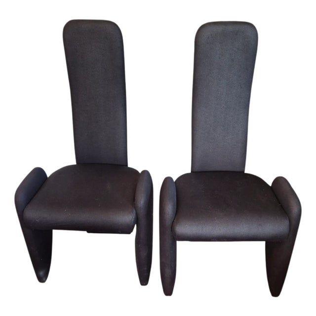 Vintage Mid-Century Modern Pair Attributed Pierre Cardin Black Chairs For Sale