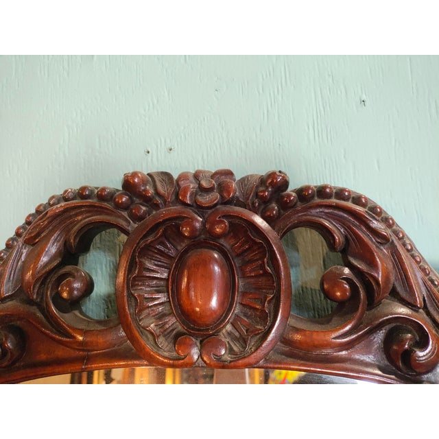 Maroon Antique Late 19th Century Victorian Dresser Featuring a Carved Mirror and Original Marble Top. For Sale - Image 8 of 14