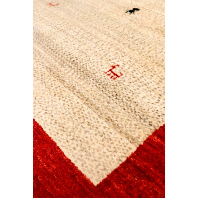 Contemporary Pasargad Home Gabbeh Lamb's Wool Ivory Area Rug- 2' 8'' X 5'10'' For Sale - Image 3 of 4