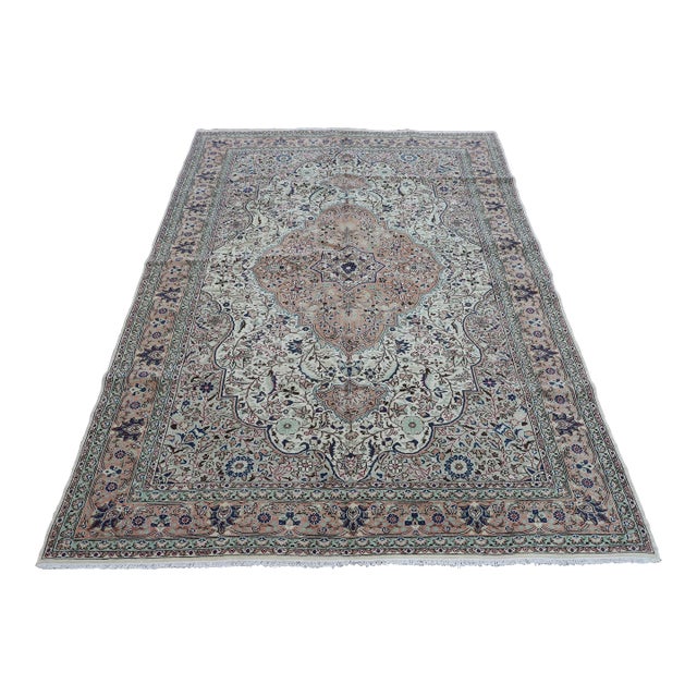 1950s Persian Large Luxury Beige Natural Wool Rug For Sale