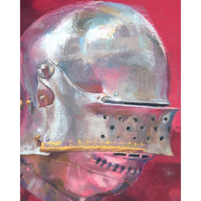 Contemporary Last Selfie Before Tournament by Elena Burykina | Oil on panel Portrait of a knight in armor. For Sale - Image 3 of 5