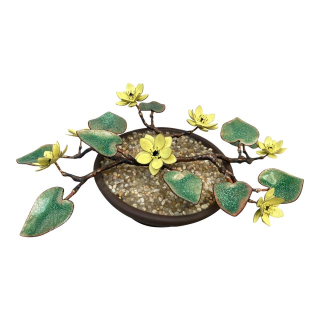 Vintage Enamel Potted Floral Arrangement For Sale