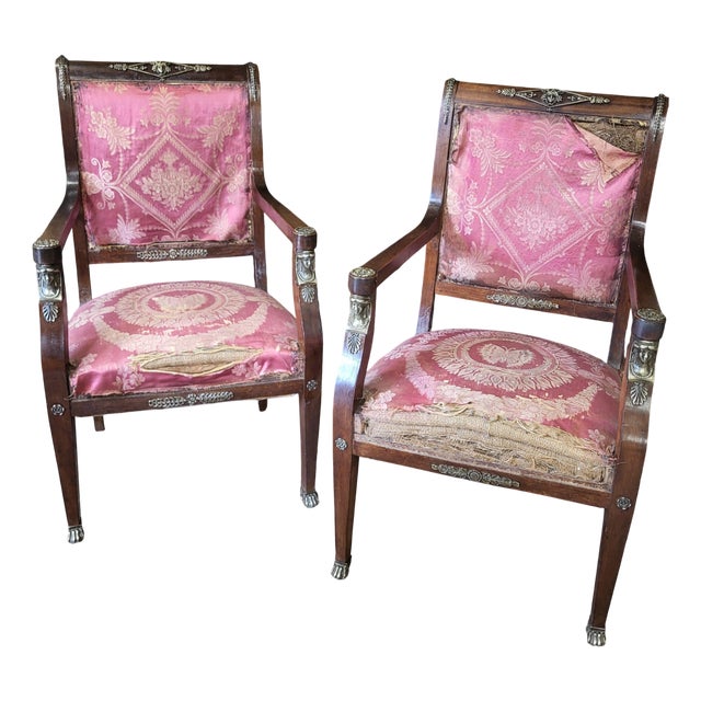 Set of French Empire Style Armchairs, 1900s For Sale