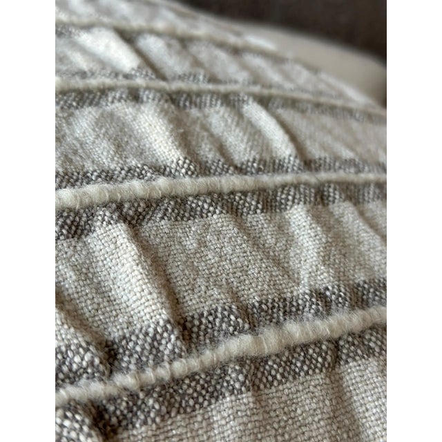 Woven Belgian Linen and Wool Stripe Accent Pillow With Down Insert For Sale In Los Angeles - Image 6 of 6
