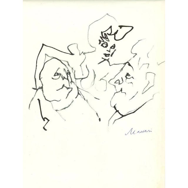 Modern Mino Maccari, La Mezzana, Original China Ink, 1960s For Sale - Image 3 of 3
