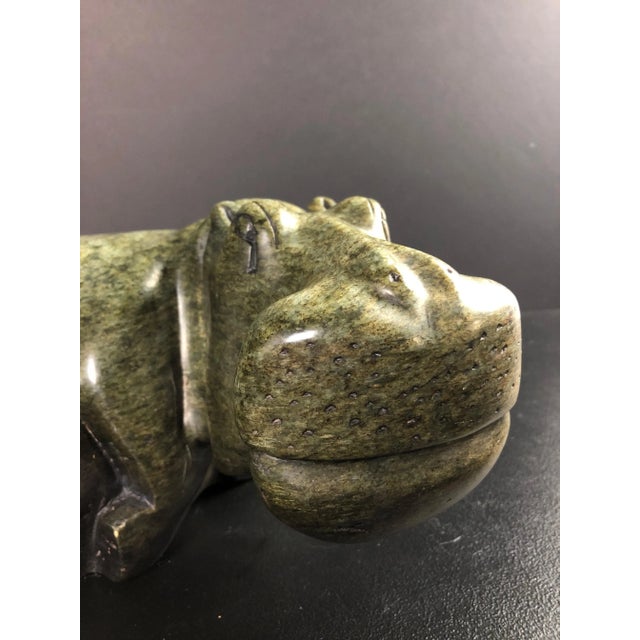 Mid 20th Century Carved Green Marble Hippo Sculpture For Sale - Image 4 of 10