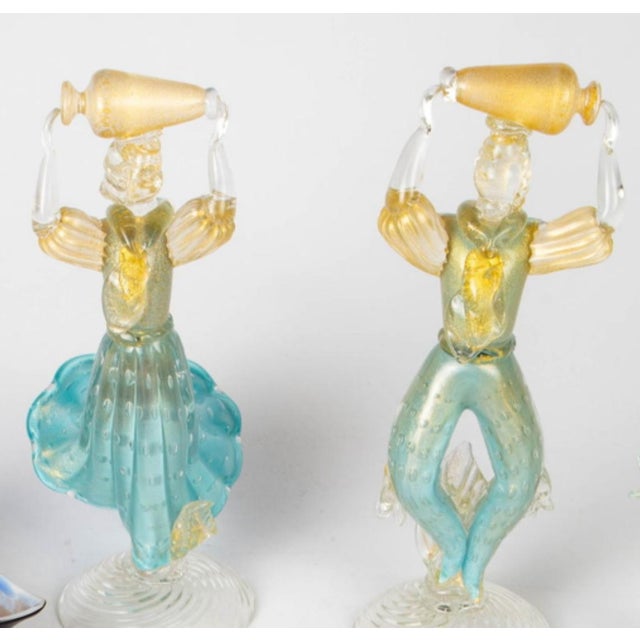 Italian Pair of Vintage Venetian Italian Murano Art Glass Figures For Sale - Image 3 of 3