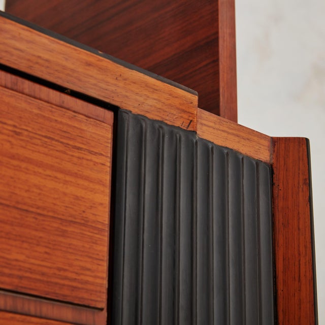 Tall Rosewood Veneer Cabinet with Key by SAM, France 1950s For Sale - Image 10 of 11