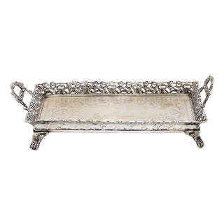 Rectangular Silver Tray with Cut-Out Wire Rack For Sale