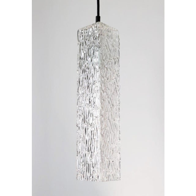 Modern Mid 20th Century Modern Square Signed Murano Wave Glass Pendant Light For Sale - Image 3 of 9