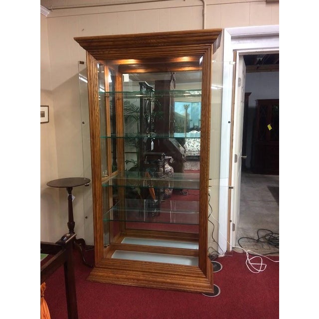 Vintage Curio Cabinet, Lighted Display Case, Oak Wood For Sale - Image 4 of 11