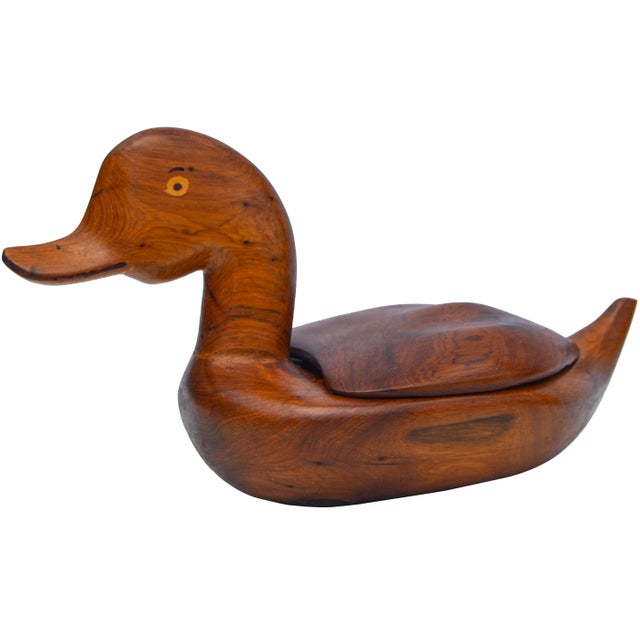 Late 20th Century Wooden Duck Lidded Bowl For Sale - Image 5 of 5