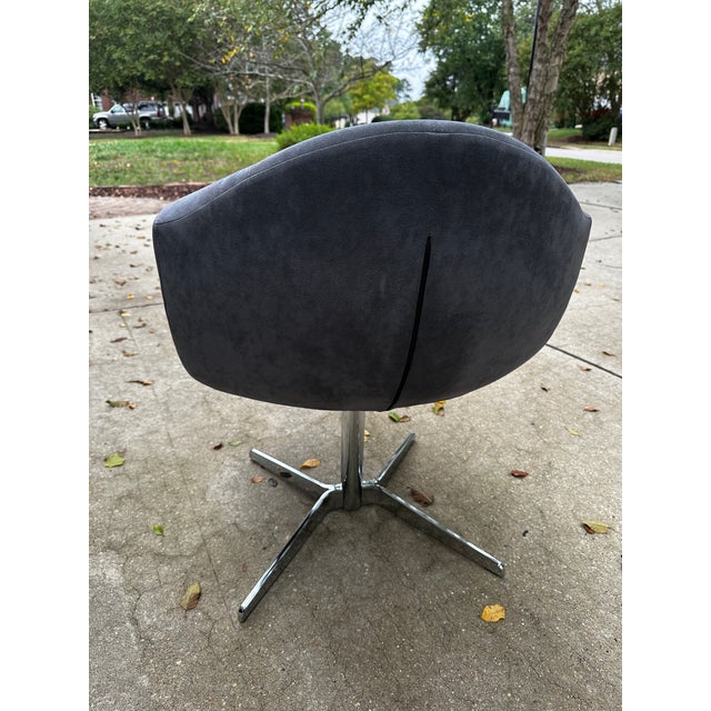 Animal Skin Ligne Rose Alster Alster Chair in Gray Suede For Sale - Image 7 of 10