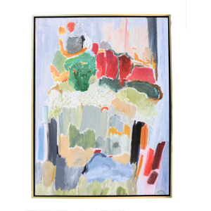 "Mixed Greens" Colorful Abstract Painting by Laurie MacMillan, Framed