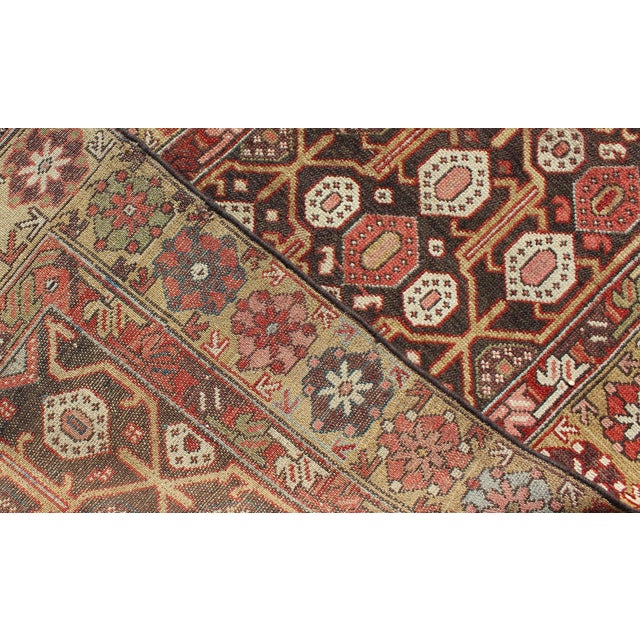 Brown Antique Hand Knotted Kurdish Runner With All-Over Geometric Design 2'10 X 12'8 For Sale - Image 8 of 8
