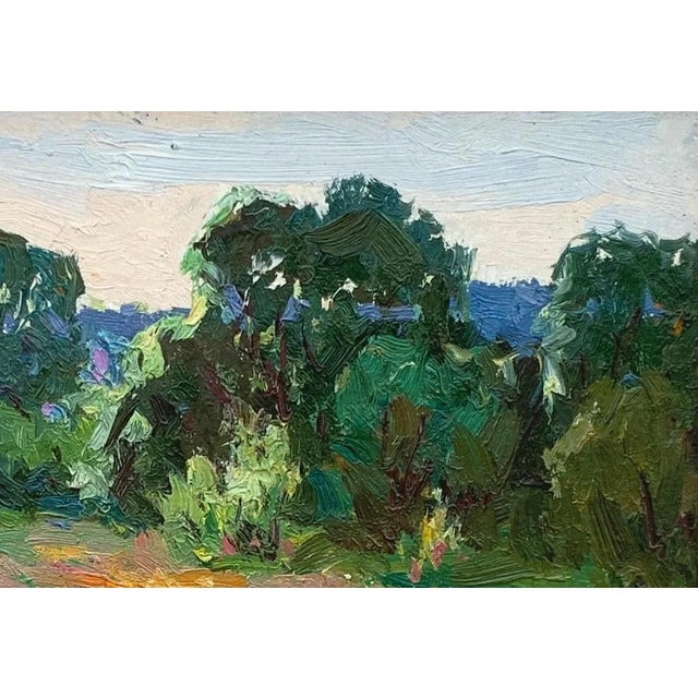 Realism Spring Painting Rural Landscape Impressionism Antique Oil Painting Original Soviet Art Ukrainian Artist Kalatsyuk y.a. 24-34 1985 For Sale - Image 3 of 6