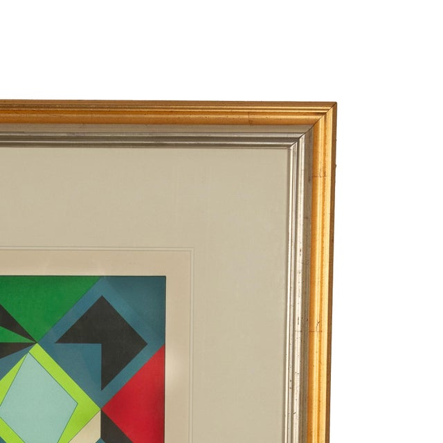 Green Original Op Art Abstract Color Screenprint "Planetary Folklore" by Victor Vasarely 1968 Signed #2/250 For Sale - Image 8 of 12