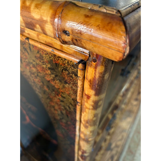 Mid 19th Century 19th Century Split Bamboo & Chinoiserie Decorated Chest of Drawers For Sale - Image 5 of 12