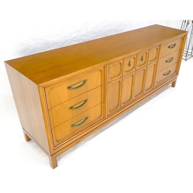 Mid Century 80” Long 9 Drawers Dresser Credenza Two Drawer Compartment MINT For Sale - Image 6 of 17