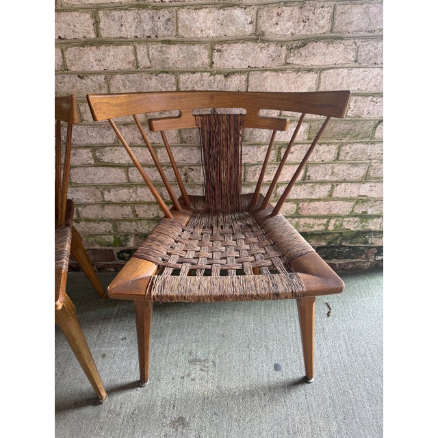 Pair of Vintage, Edmond Spence Rush and Mahogany Chairs, Mexico 1950s For Sale - Image 9 of 18