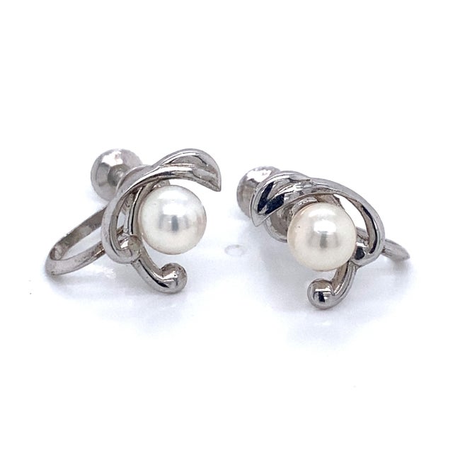 Mikimoto Estate Akoya Pearl Clip on Earrings Sterling Silver 3.53 Grams, A Pair For Sale - Image 13 of 14