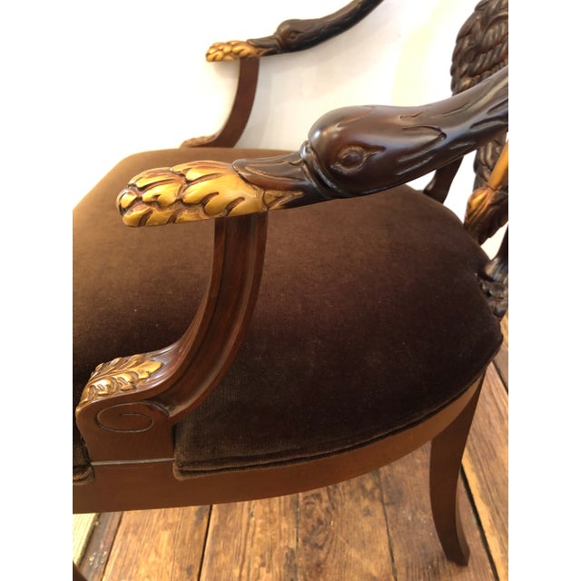 Hurtado Valencia Spain Swan Carved Armchair For Sale - Image 4 of 12