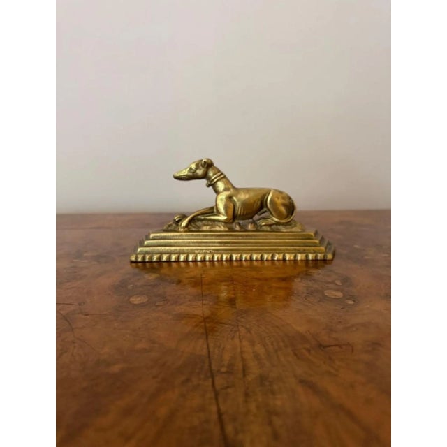 Antique Edwardian Brass Greyhound Fire Dogs, 1900, Set of 2 For Sale - Image 4 of 7
