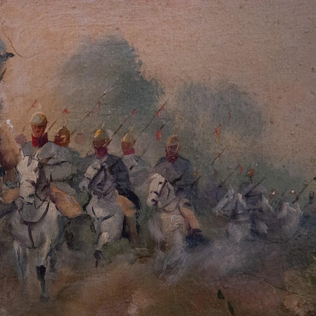 J. Cusachs, Cavalry Patrol at Dawn, Oil on Canvas For Sale - Image 4 of 8