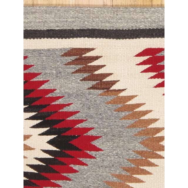 Authentic Navajo Rug Handwoven Wool Eye-Dazzler, Red & Grey Diamond Pattern For Sale - Image 11 of 18