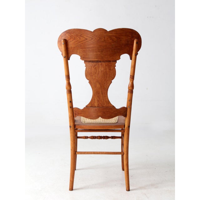 Antique Victorian Press Back Oak Chair With Cane Seat For Sale - Image 13 of 15