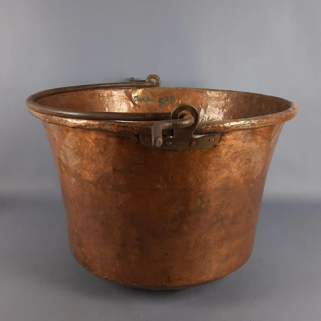 Large Vintage Industrial Copper Pot, 1950 For Sale - Image 4 of 11