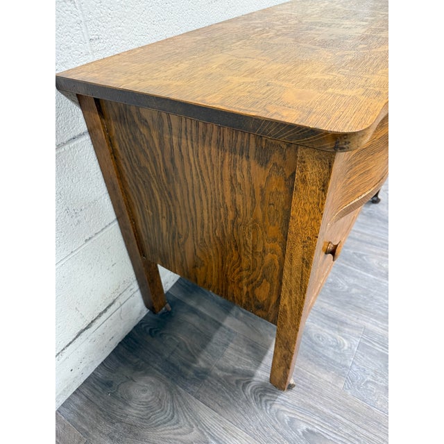 Brown Antique Mission Arts and Crafts Tiger Oak Server Bureau Sideboard Buffet For Sale - Image 8 of 10