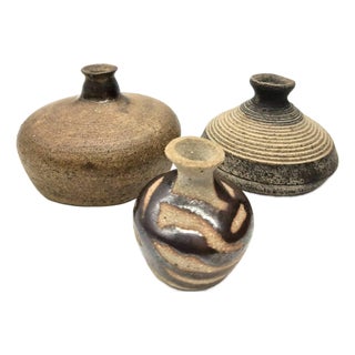 Vintage Studio Pottery Stoneware Bud Vases, Lot of 3 For Sale