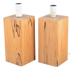 Scandinavian Table Lamps with Wood Base, 1980s, Set of 2