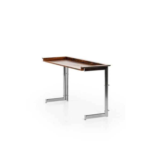 Side table in rosewood and chromed steel by jan lunde knudsen, 1960's additional information: material: rosewood and...