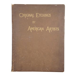 Antique 1883 Original Etchings by American Artists Hb Folio Art Book For Sale