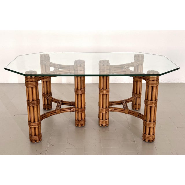 Modern Side Table in Bamboo with Leather Strap from McGuire, 1970s For Sale - Image 6 of 12