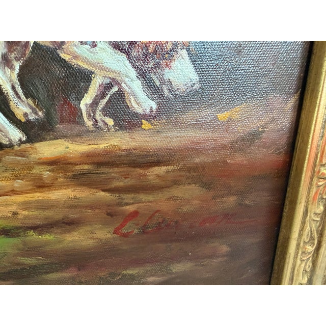 1990s Original Fox Hunting Oil Painting Signed English Hunt Horses Hounds Framed For Sale - Image 5 of 12