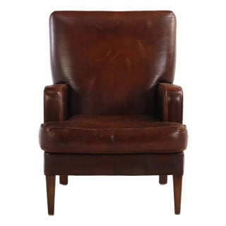 A Dutch Classic Leather Club Chair, C. 1960. For Sale